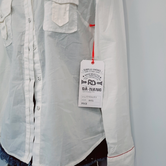 Da-Nang White XSmall Collard Button Down Shirt NWT - Picture 5 of 16